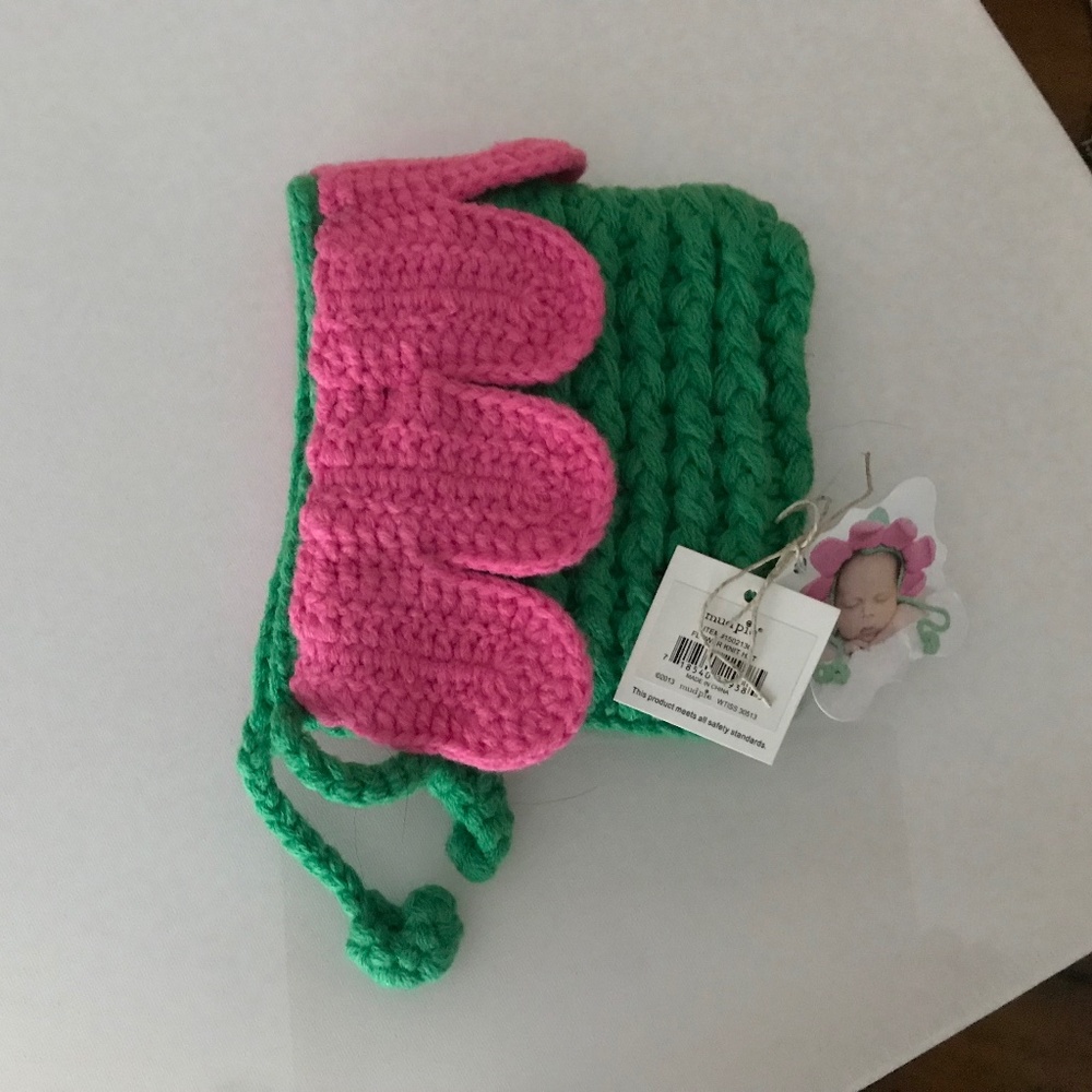 New Born Flower Knit Hat